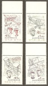 AUSTRALIA Sc# 1381 - 1384 MNH FVF Set of 4 Aviation Pioneers