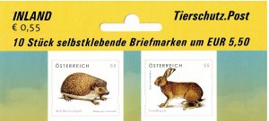 Austria 2154-2155 MNH stamps wildlife animals hedgehog hare rabbit (1)