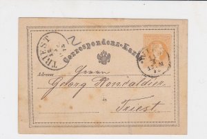 Austria 1875 Triest cancel Stamps Card ref R 19464