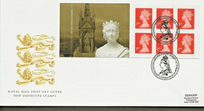 29/01/2001 QUEEN VICTORIA COMMEMORATIVE LABEL,SPECIAL RETAIL BOOKLET FDC