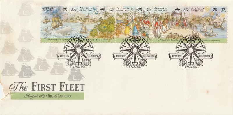 Australia 1987 The First Fleet August 1787 Rio de Janeiro FDC Sc#1027a-e