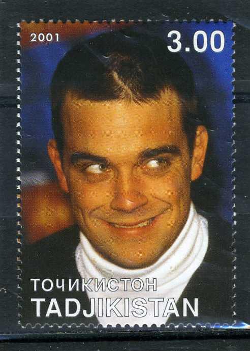 Tajikistan 2001 Robbie Williams set 1 value Perforated Mint (NH)