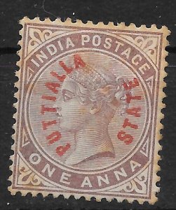 INDIA-PATIALA SG2 1884 1a BROWN-PURPLE MTD MINT - TONED