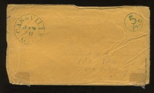 Confederate States Cassville GA Blue 'PAID 5' Stampless Cover CSA CV $300 LV6333