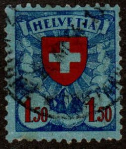 Switzerland  #202, Used, CV $6.50. Short perf in LR corner