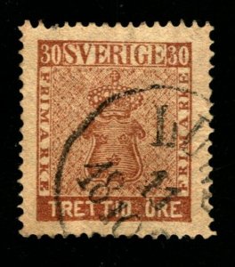 OAS-CNY 12919 SWEDEN SCOTT 11 - 30 ORE USED BROWN FINE CITY CANCEL $30