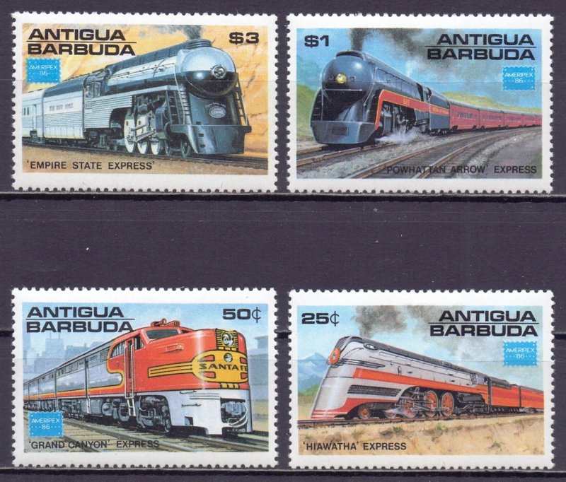 Antigua and Barbuda. 1986. 944-47. Train steam trains. MNH.