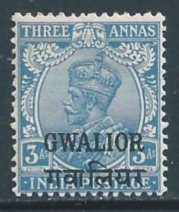 India-Convention States-Gwalior #75 NH 3a King George V Issue Ovptd. Gwalior