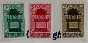 South Viet Nam Sc 178-80 NH set of 1961 - UNESCO