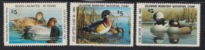 US DE8-DE10 Delaware State Duck Stamp Mint OG NH  SCV $29