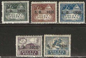 Eastern Silesia 46-50, mint, hinged, some hinge remnants.  crease. 1920.  (D246)