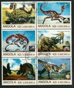 Angola Dinosaurs Canceled Block of 6