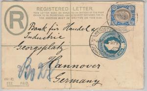 51993 - TRANSVAAL - POSTAL HISTORY- STATIONERY Registered COVER to GERMANY 1906