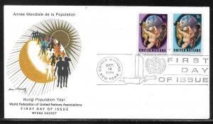 United Nations NY 252-253 Population Year WFUNA Cachet FDC First Day Cover