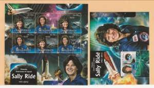 MOZAMBIQUE Sc 2665+2695 NH MINISHEET+S/S of 2012 - SPACE - SALLY RIDE