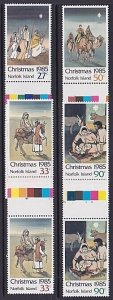 NORFOLK IS 1985 Christmas set in gutter pairs MNH..........................A4809