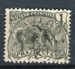 FRENCH GUIANA; 1904 early Ant Eater issue fine used 1c. value fair Postmark