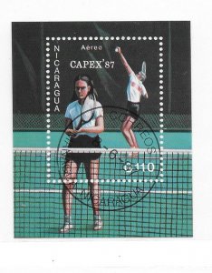 Nicaragua 1987 Capex Tennis Player S/S Sc 1631 Used B101