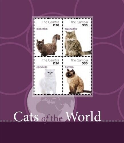 Gambia 2011 - Cats of the world - Sheet of 4 stamps - Scott #3367 - MNH