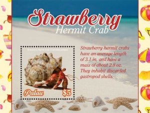 Palau 2019 - Strawberry Hermit Crab - Souvenir Stamp Sheet - Scott #1428 - MNH