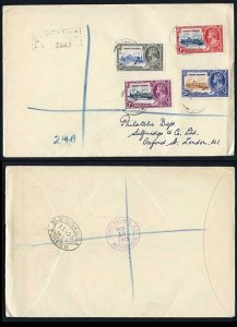 British Virgin Is SG 1935 Silver Jubilee on Registered Cover (not FDC)