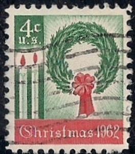 1205 4 cent Christmas Wreath VF used