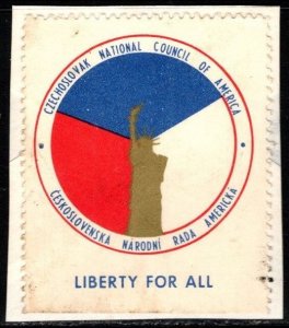 Vintage US Poster Stamp Czechoslovak National Council Of America Liberty For All