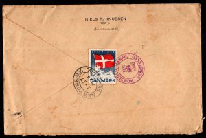 Denmark Christian X Scott 294-296 set on Registered Letter to Hawaii