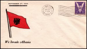 23 Sep 1944 WWII Patriotic Cover We Invade Albania Fidelity Sherman 6957