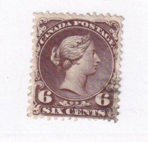 CANADA # 27 6cts LARGE QUEEN EXTREMELY LIGHT USED FACE FREE CAT VALUE $200