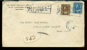 1923 Admiral Registered 10c + 3c to USA, Canada cover