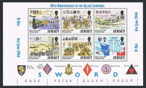 Jersey 670-675,675b pane,MNH.Michel 654-659,Hb 12. D-Day,50th Ann.1994