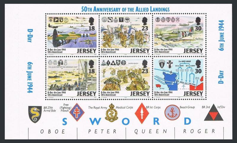 Jersey 670-675, 675b Im Bereich, Mnh.michel 654-659, Hb 12. D-Day , 50. Ann.1994