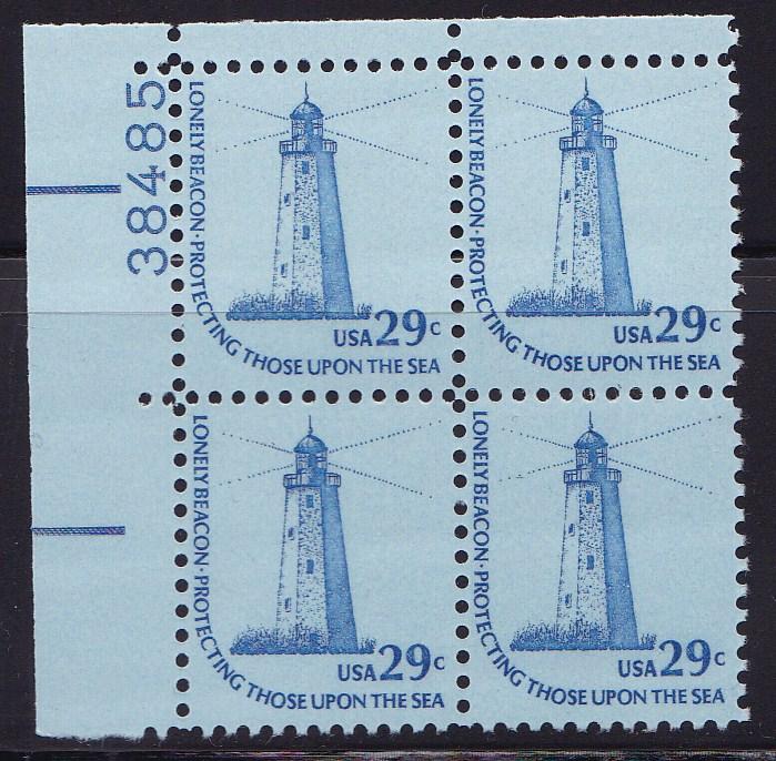 United States1975 29c Americana Series Sandy Hook Lighthouse Plate  Block VF/NH