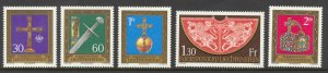 Liechtenstein Sc# 567-571 MNH 1975 30rp-2fr Treasures of the Holy Roman Empire