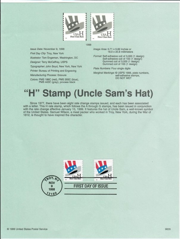 US SP1292 Uncle Sam's Hat Souvenir Page #3264, 3266