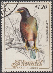 Aitutaki 1984 used Sc 336 $1.20 Acridotheres tristis Birds