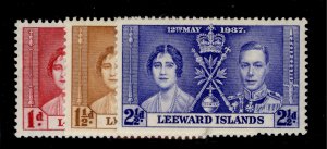 LEEWARD ISLANDS GVI SG92-94, CORONATION set, LH MINT.