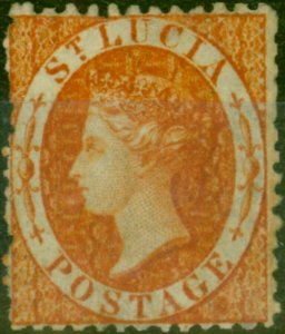 St Lucia 1864 (1s) Brown-Orange SG14x Wmk Reversed Fine MM