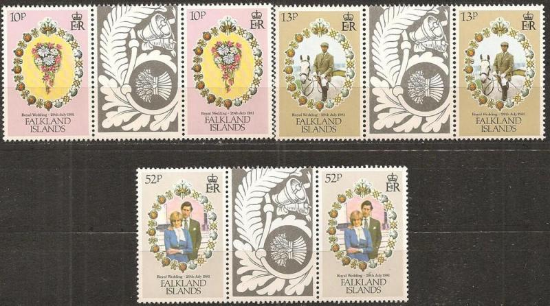 Falkland Is #324-6 Mint Gutter Pairs F-VF CV $4.00 (1134L)  