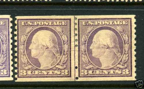 Scott #493 Washington Mint Coil Line Pair (Stk #493-16) 