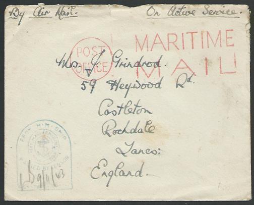 GB 1943 On Active service cover, From HM Ship, Maritime / Mail, censor....88752