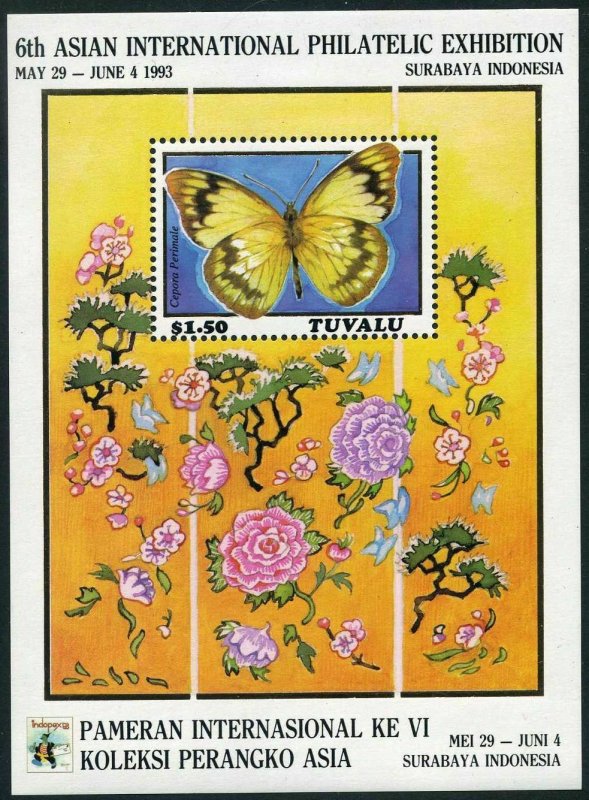 Tuvalu 637,MNH.Michel 658 Bl.44. INDOPEX-1993.Butterfly Cepora Perimale.