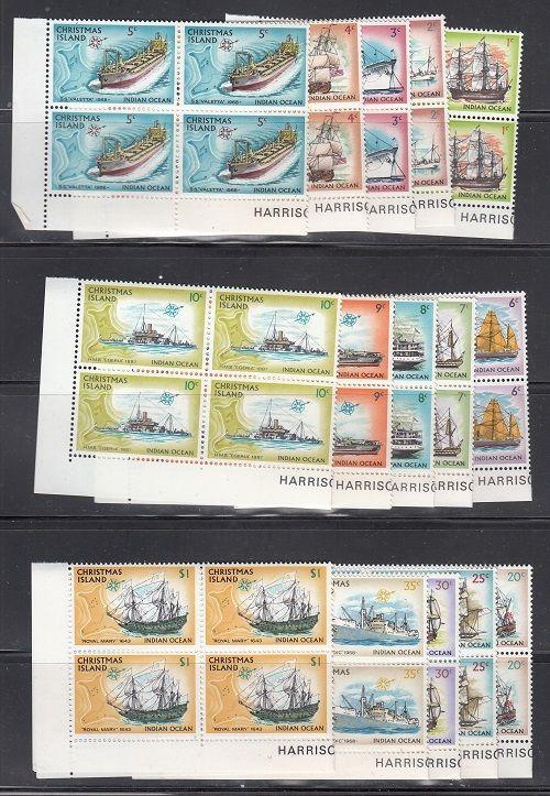 Christmas Island Scott 39-54 Mint NH blocks