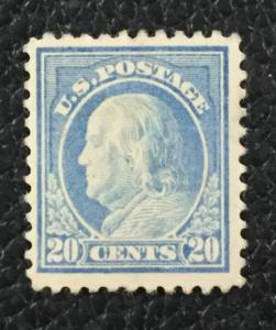 (BJ Stamps) US #515, 1917 20¢ light ultramarine, FVF, MH. CV $40.00.