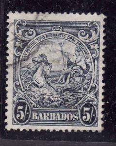 Barbados-SC#201a-used-1941-5sh indigo-Seahorse-