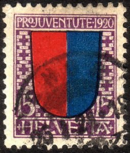1920, Switzerland 15+5c, Used, Sc B17