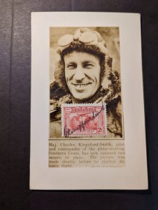 1931 Australia PPC Postcard Signed Pilot Charles Kingsford Smith Scot 111 Stamp