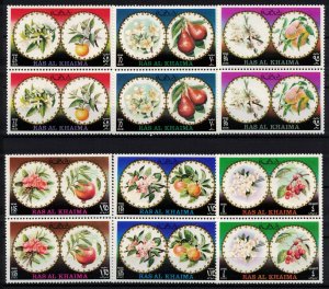 RAS AL KHAIMA 1972 - Flowers & fruits /complete set, pairs MNH