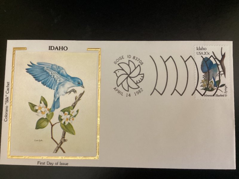 US Scott #1964 Idaho FDC unaddressed Colorano Silk Mountain Bluebird & Syringa